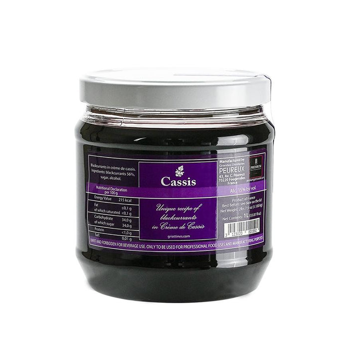 Grandes Distilleries Peureux | Blackcurrants in blackcurrant creme de cassis 15% | 1l