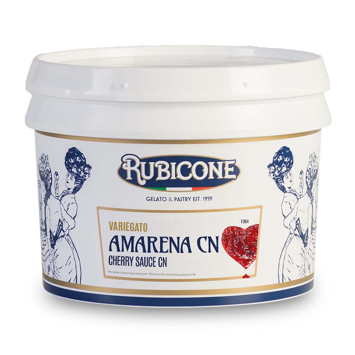 Sour Amarena cherry flavour rippling sauce (variegato) with whole cherries