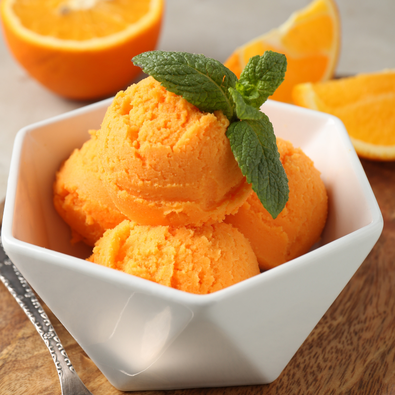 Basil, blood orange and gin ice cream