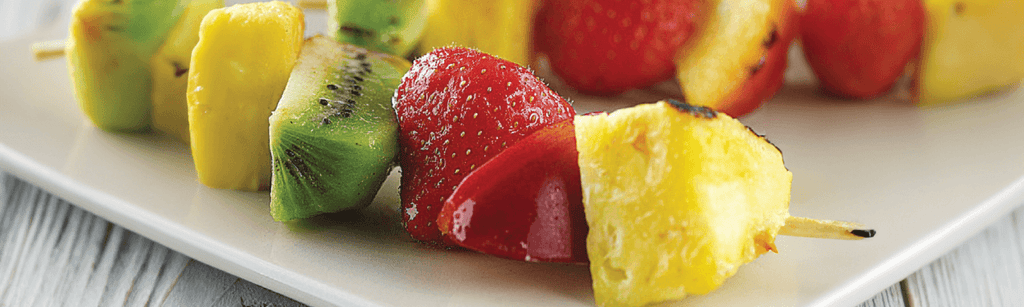 Fruit kebabs with chocolate sauce recipe