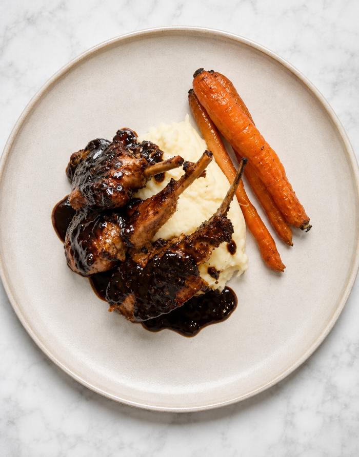 Sticky maple & balsamic lamb chops