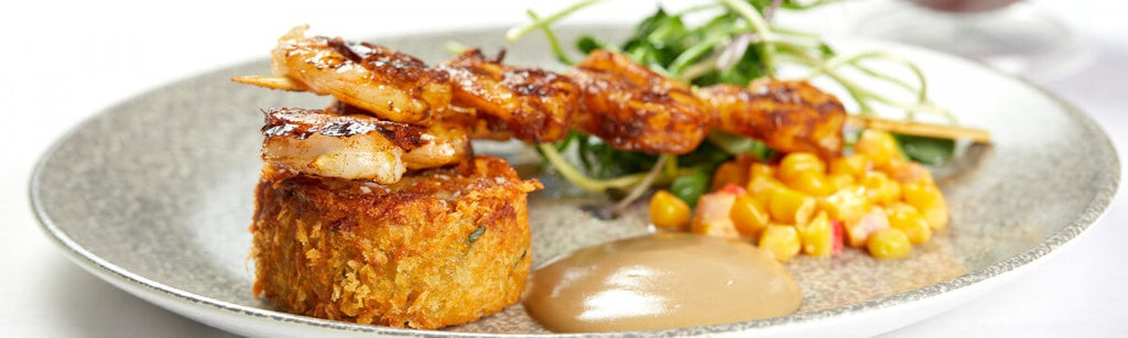 Prawn Skewer & Crab Cake with Aioli