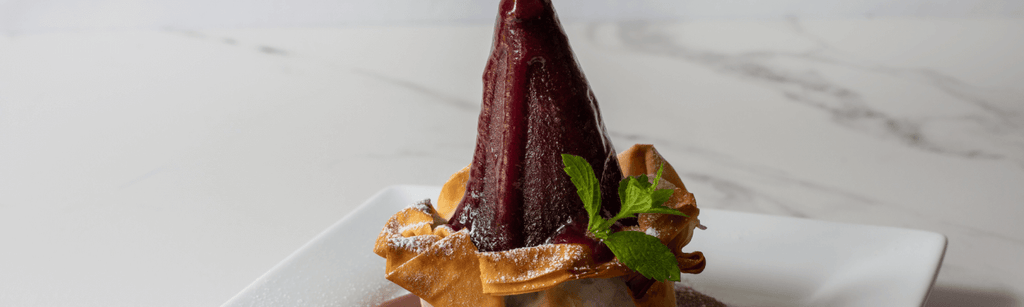 Poached Pears & Filo Pastry