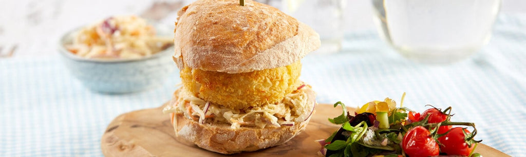 Salmon Burger & Crab Coleslaw