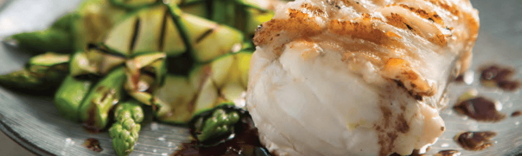 Grilled monkfish with red wine sauce recipe