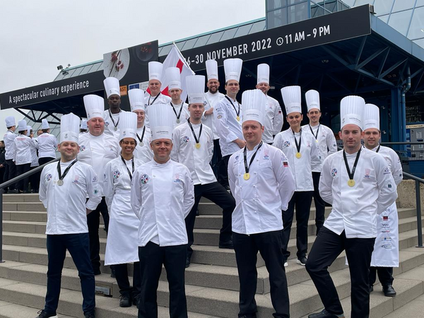 The England National Culinary team showing off their gold medals