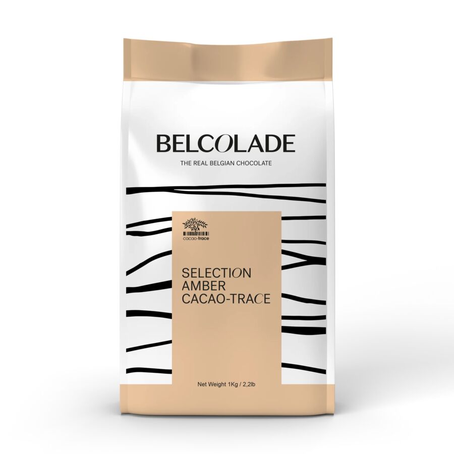 Belcolade cacao trace amber salted butter caramel white chocolate - 1kg and 15kg