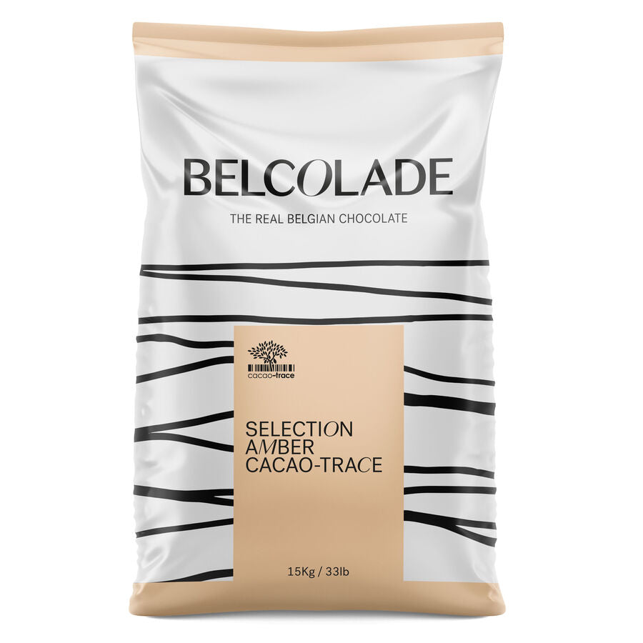Belcolade cacao trace amber salted butter caramel white chocolate - 1kg and 15kg