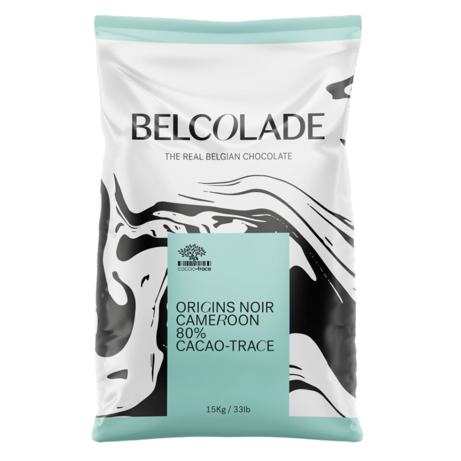 Belcolade Origins Cameroon cacao-trace dark chocolate buttons (80%) - 15kg