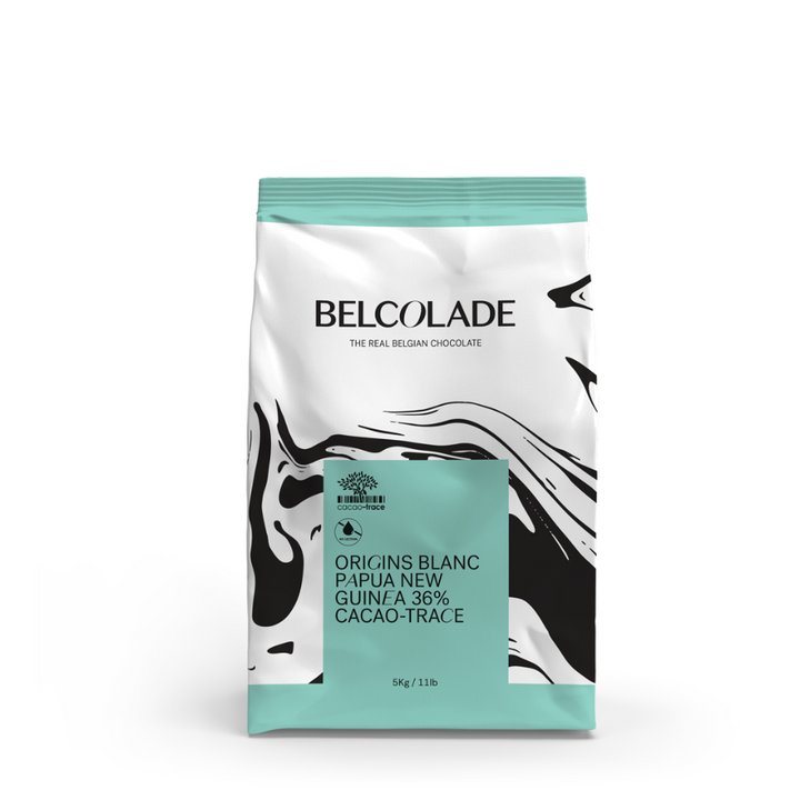 Belcolade Origins Papua-New Guinea cacao-trace white chocolate buttons (36%)  - 5kg & 15kg