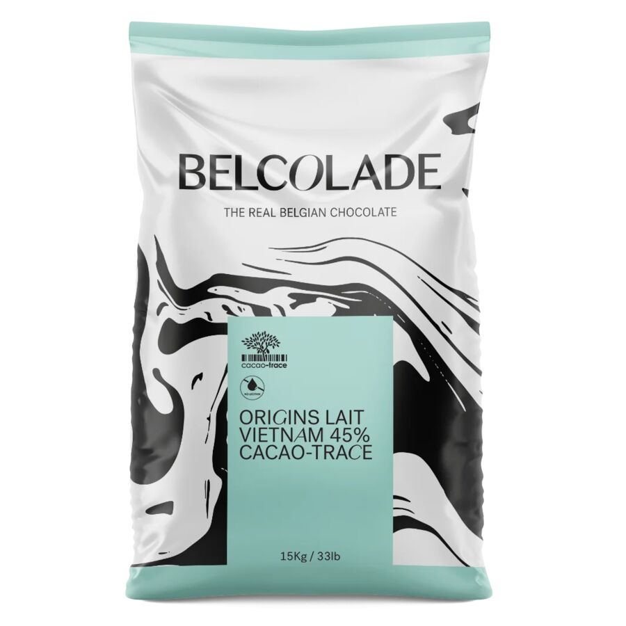 Belcolade Origins vietnamese cacao-trace milk chocolate buttons (45%) - 15kg