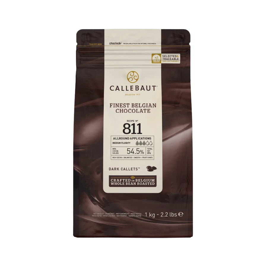 Callebaut recipe 811 dark chocolate (54.5%) buttons - 2.5kg and 10kg