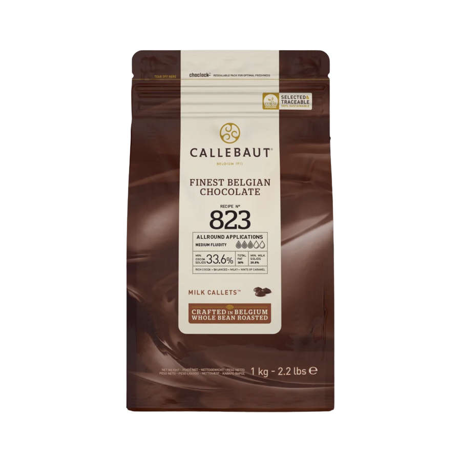 Callebaut recipe 823 milk chocolate (33.6%) buttons - 2.5kg and 10kg