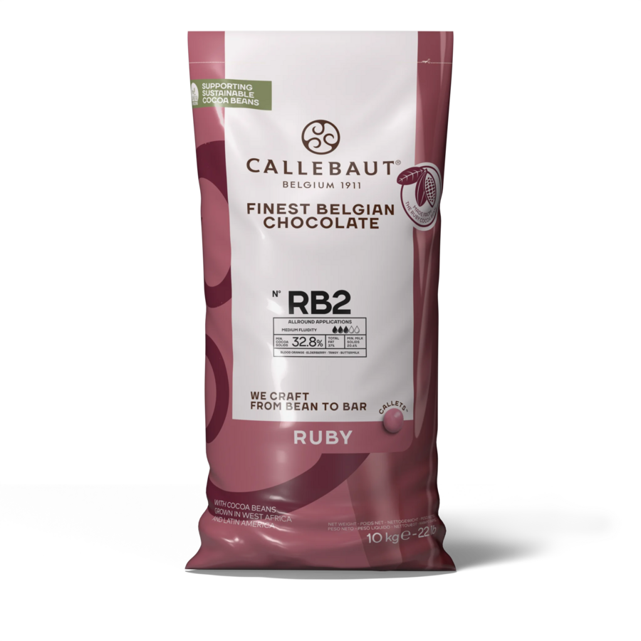 Callebaut ruby chocolate buttons - 2.5kg and 10kg