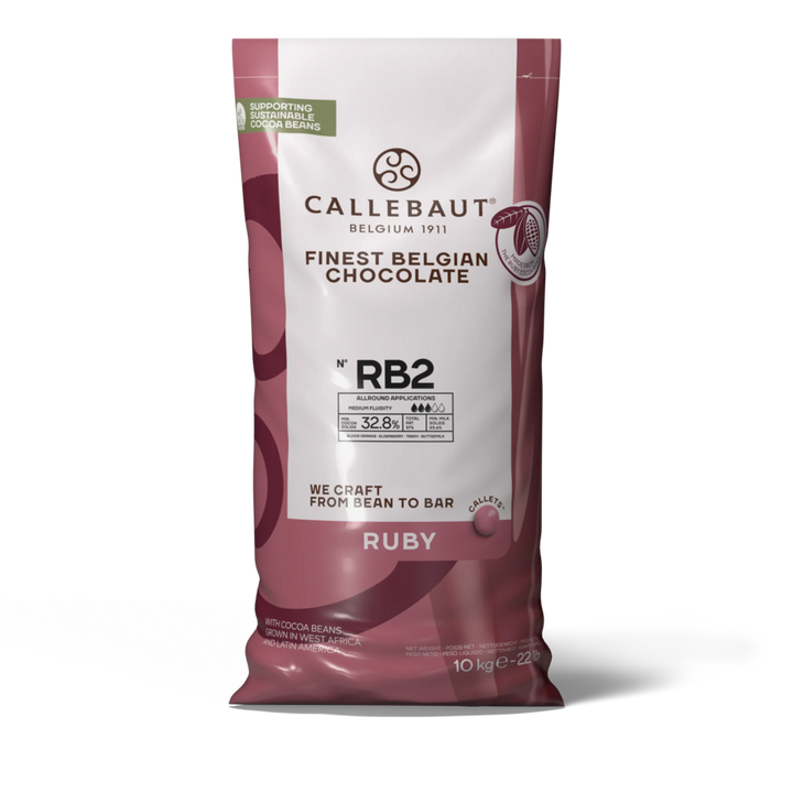 Callebaut ruby chocolate buttons - 2.5kg and 10kg