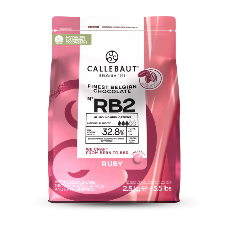 Callebaut ruby chocolate buttons - 2.5kg and 10kg