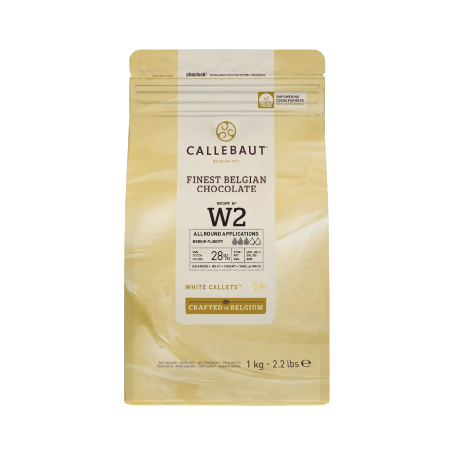 Callebaut w2 white chocolate (29.5%) buttons - 2.5kg and 10kg