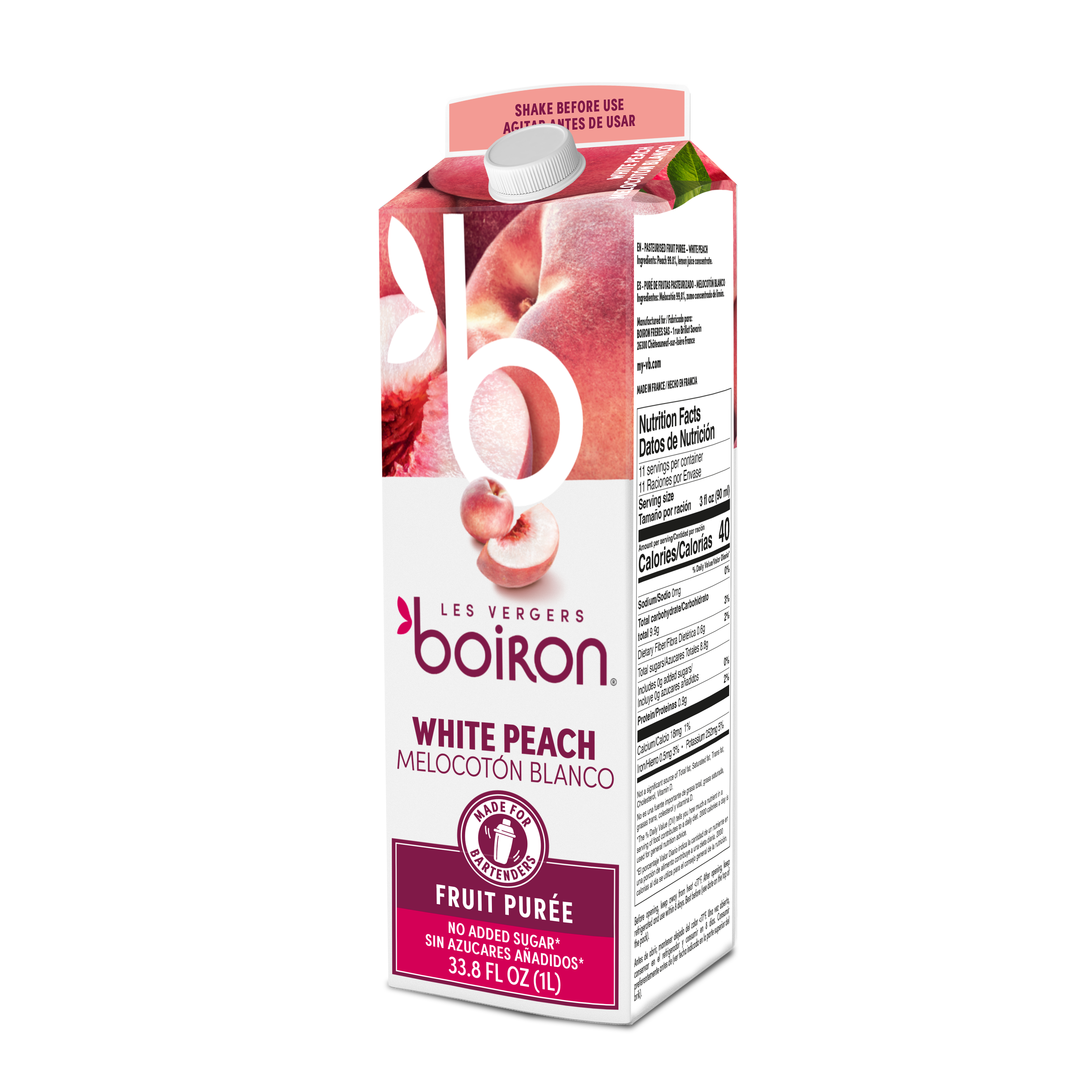 Boiron | White peach fruit puree | 1 litre