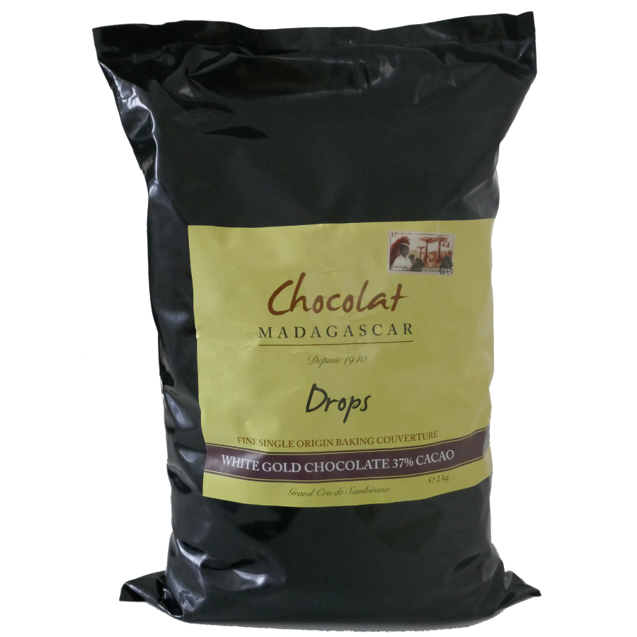 Chocolat madagascar undeodorised madagascan white gold chocolate (37%) drops - 2kg