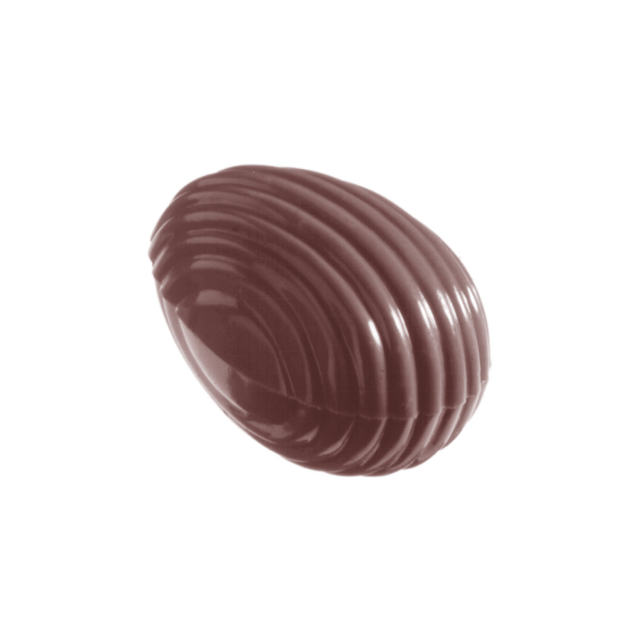 Chocolate World 32-cavity 2 x 5g striped egg chocolate mould - 32 x 22mm