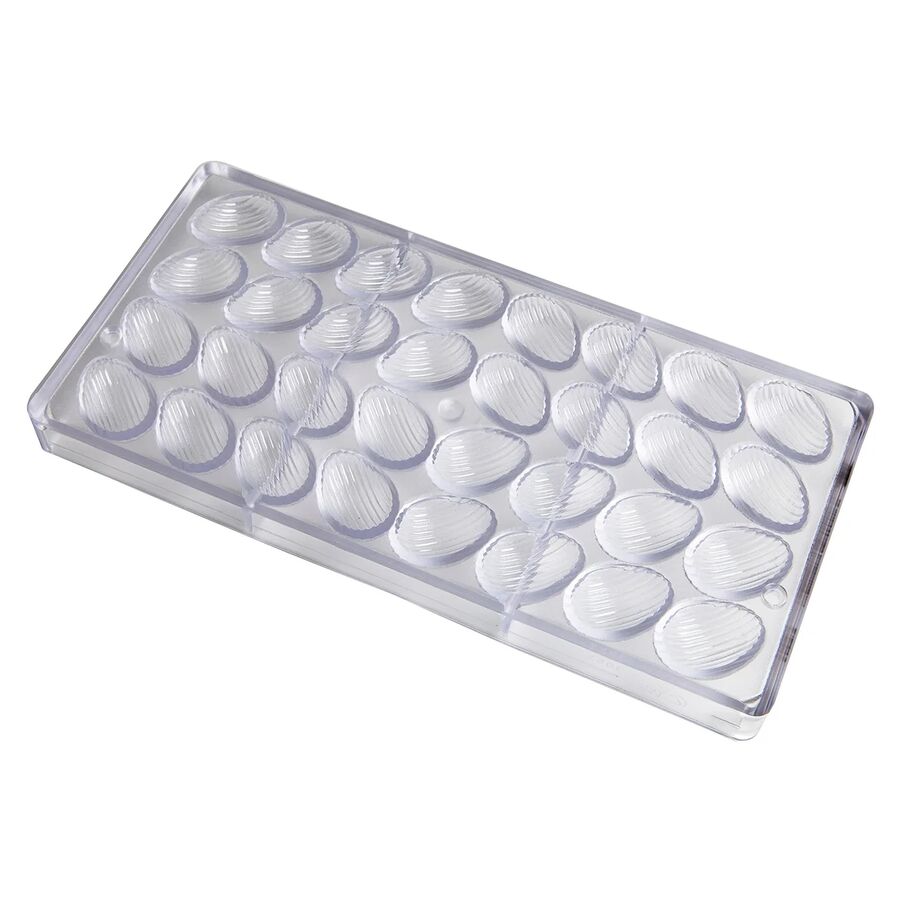 Chocolate World 32-cavity 2 x 5g striped egg chocolate mould - 32 x 22mm