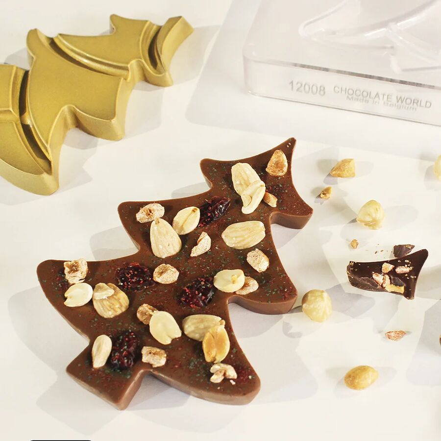 Chocolate World 2-cavity 84.5g Christmas tree tablet chocolate mould - 139.5 x 103mm