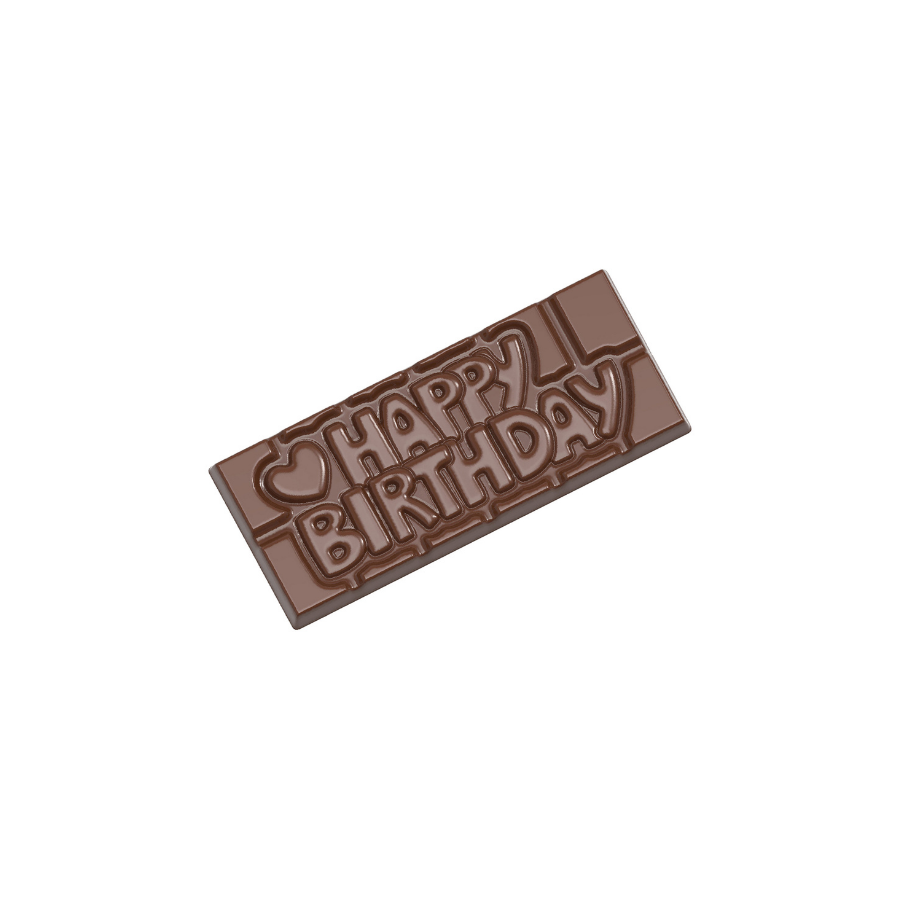 Chocolate World 4-cavity 45g Happy Birthday tablet chocolate mould - 118 x 50mm