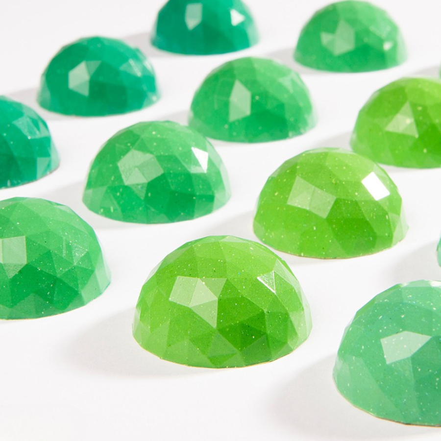 Chocolate World 24-cavity 8.5g faceted half sphere chocolate mould - 30 x 30mm