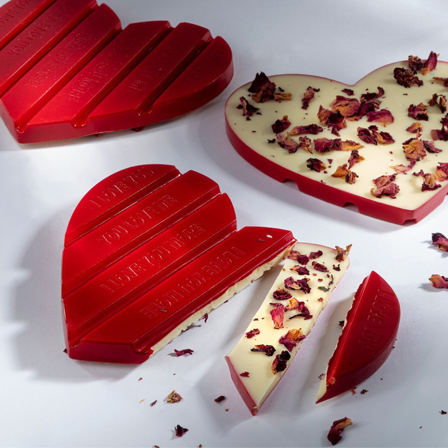 Chocolate World 2-cavity 100g heart tablet chocolate mould - 125 x 110mm