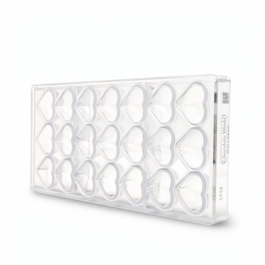 Chocolate World 21-cavity 14g small puffy heart chocolate mould - 30 x 36mm