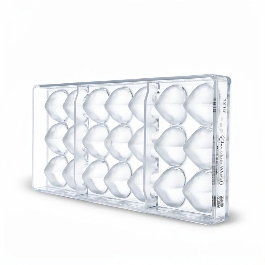 Chocolate World 21-cavity 14g small puffy heart chocolate mould - 30 x 36mm