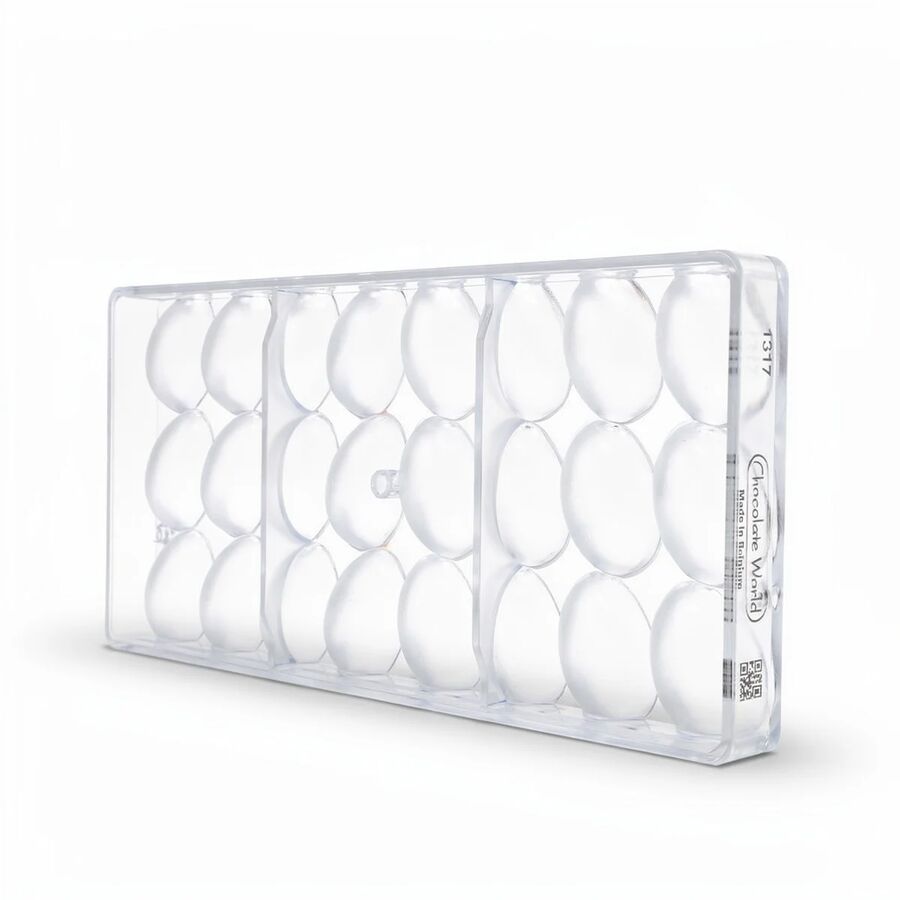 Chocolate World 24-cavity 2 x 12g smooth egg chocolate mould - 43 x 30mm