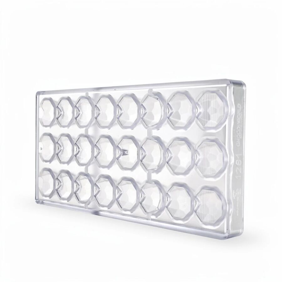 Chocolate World 24-cavity 10g small diamond chocolate mould - 28.5 x 28.5mm