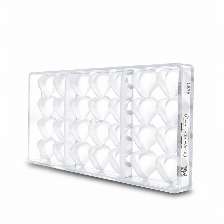 Chocolate World 28-cavity 9g small puffy heart chocolate mould - 31 x 27mm