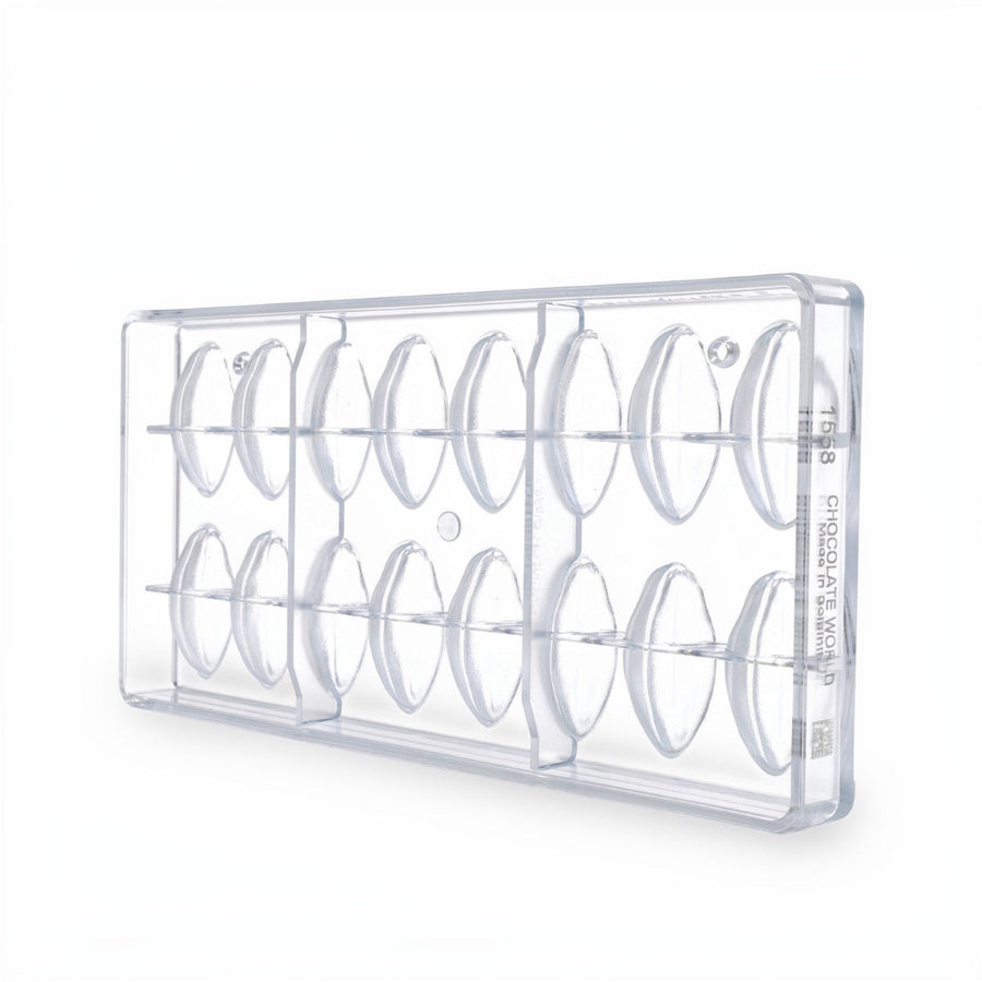 Chocolate World 16-cavity 8g cocoa bean chocolate mould - 50 x 24mm