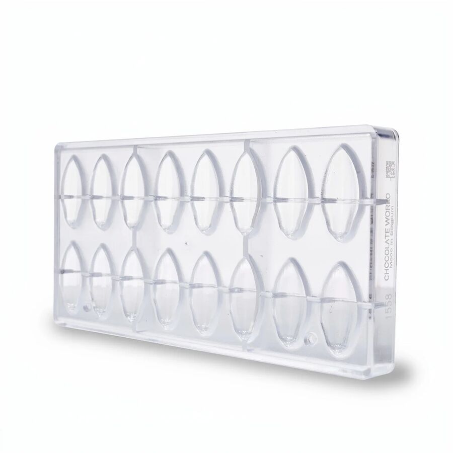 Chocolate World 16-cavity 8g cocoa bean chocolate mould - 50 x 24mm