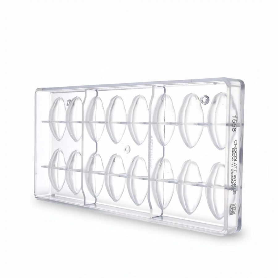 Chocolate World 16-cavity 8g cocoa bean chocolate mould - 50 x 24mm