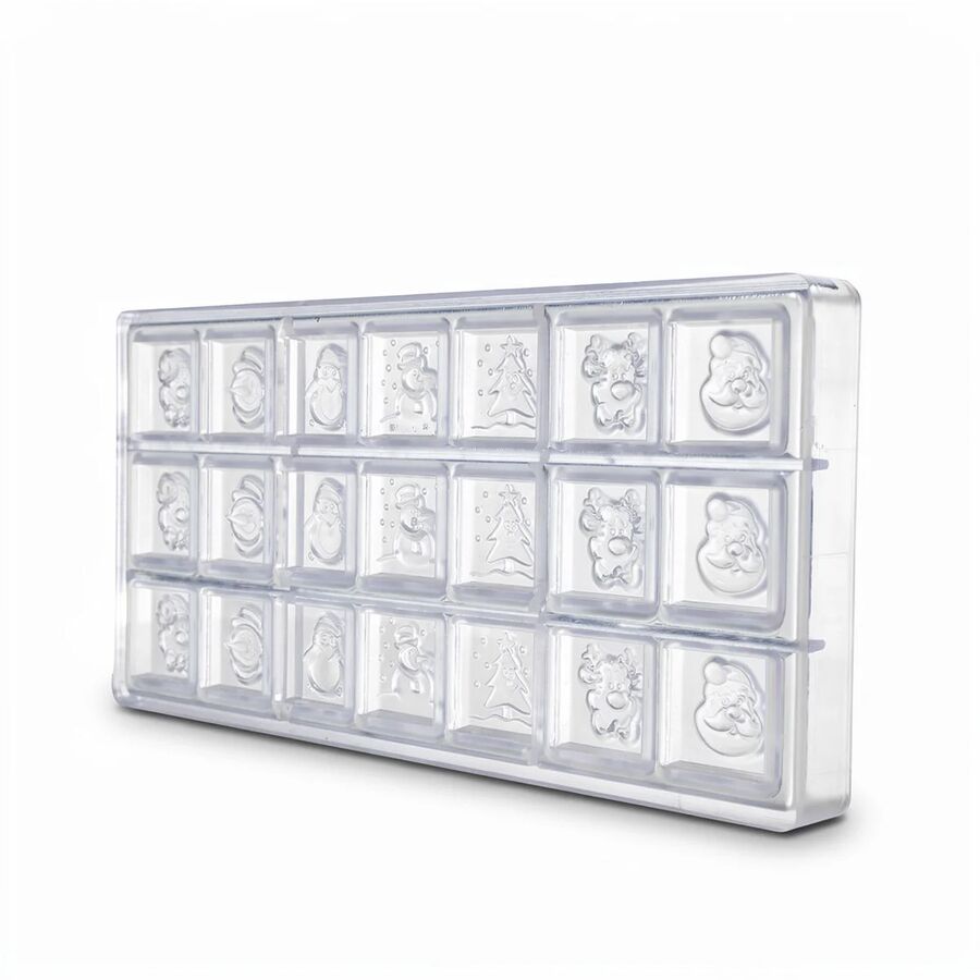 Chocolate World 21-cavity 9g Christmas caraque chocolate mould - 7 figures - 31 x 31mm
