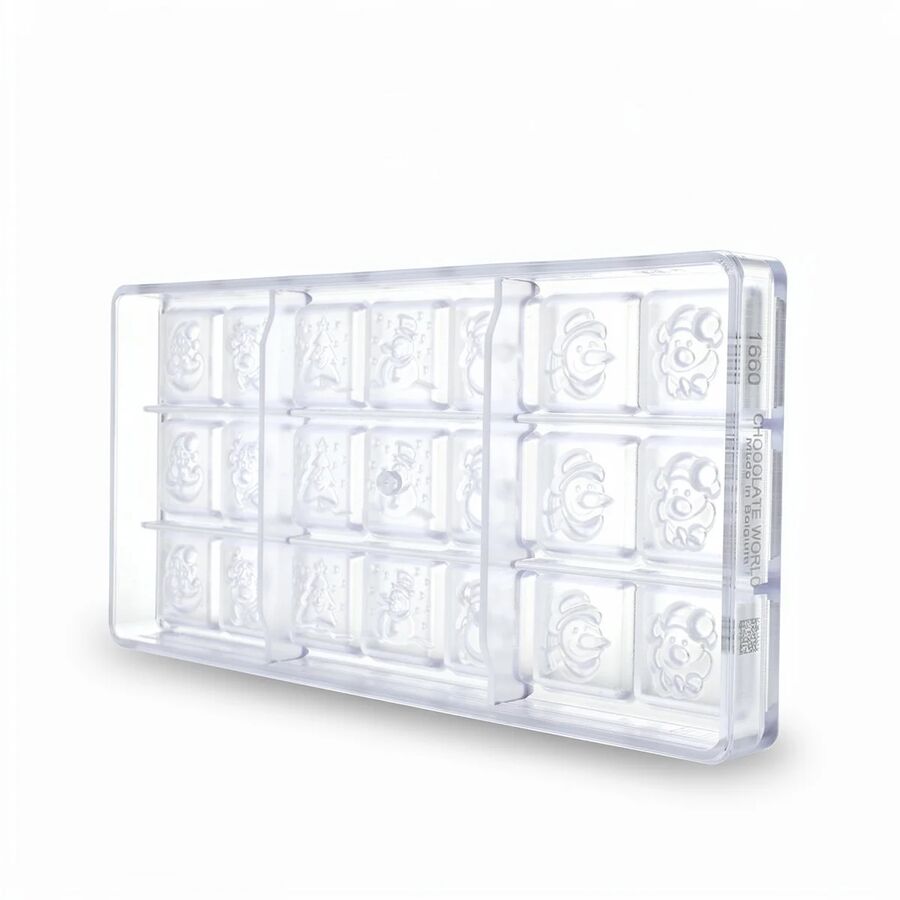 Chocolate World 21-cavity 9g Christmas caraque chocolate mould - 7 figures - 31 x 31mm