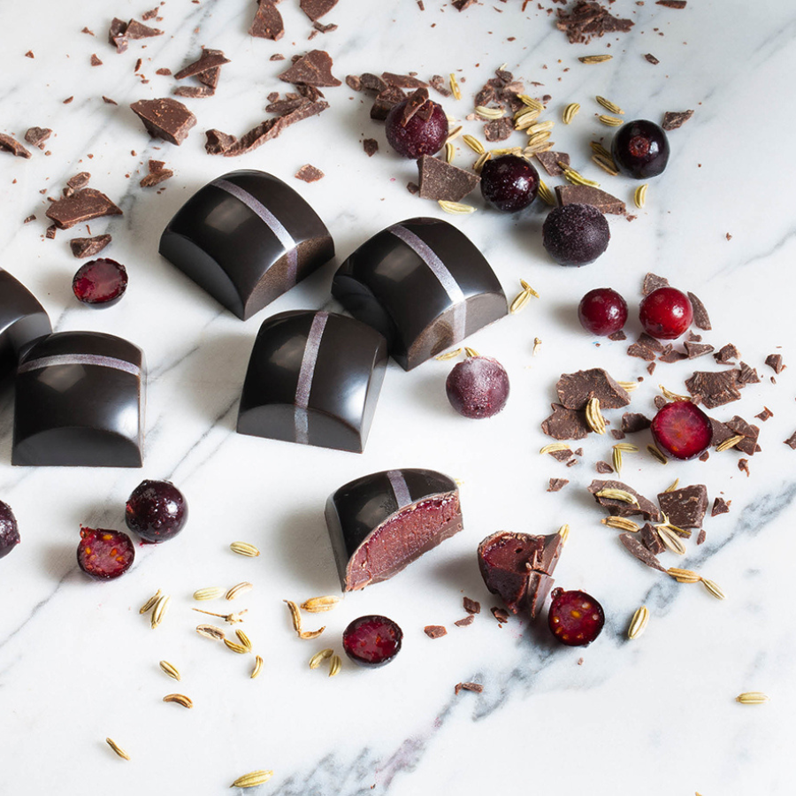 Chocolate World 24-cavity 9g square sphere chocolate mould by Alexandre Bourdeaux 25.5 x 25.5mm