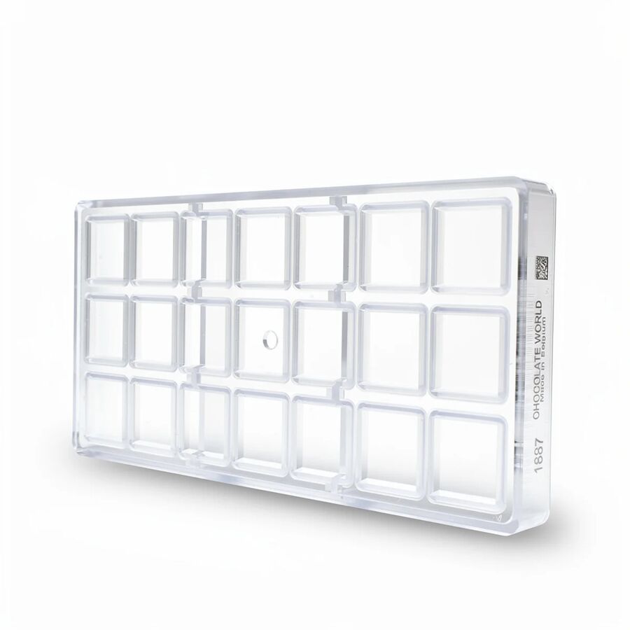 Chocolate World 21-cavity 6g space alphabet chocolate mould 30.5 x 30.5mm