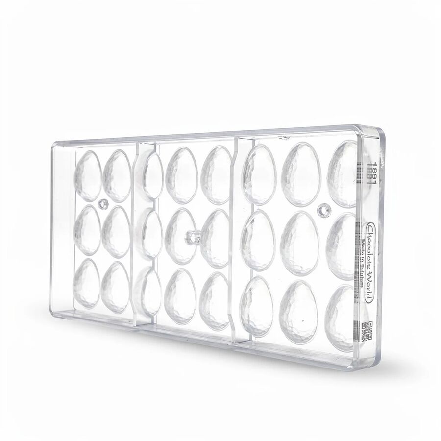 Chocolate World 24-cavity 2 x 5.5g faceted egg chocolate mould - 33 x 23mm