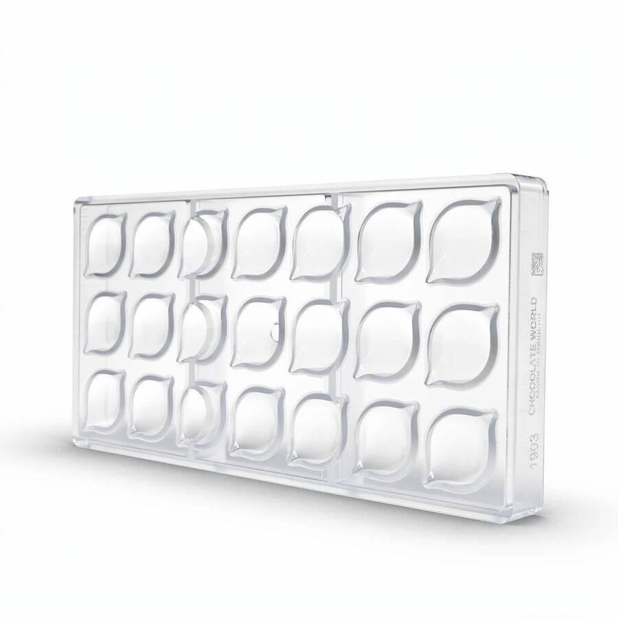 Chocolate World 21-cavity 7.5g praline curve chocolate mould by Frank Haasnoot 45.5 x 28mm