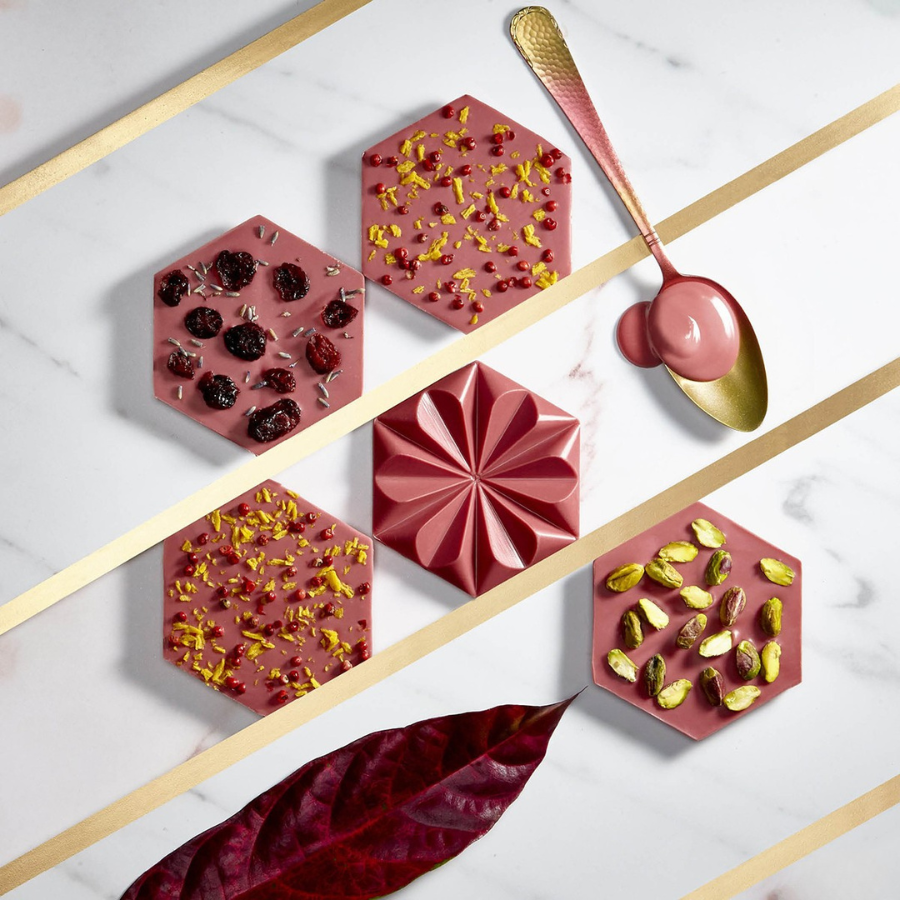 Chocolate World 2-cavity 56g ruby tablet chocolate mould by Callebaut 103.5 x 89.5mm