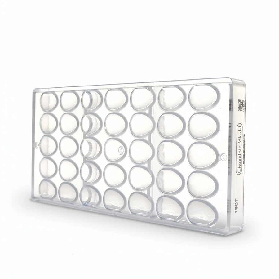Chocolate World 35-cavity 2 x 4g faceted egg chocolate mould - 29 x 21mm