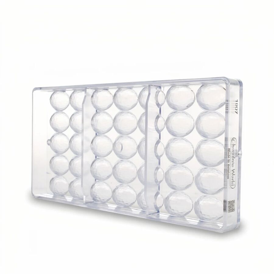 Chocolate World 35-cavity 2 x 4g faceted egg chocolate mould - 29 x 21mm