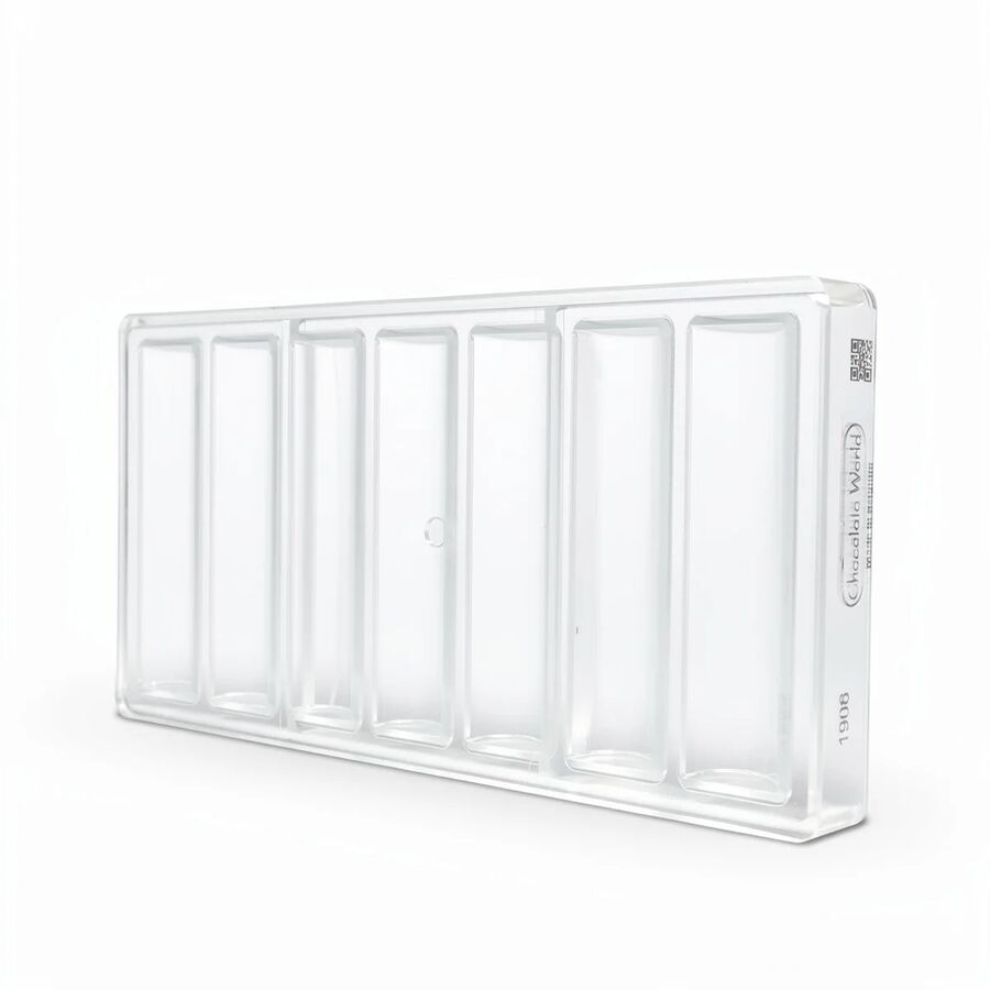 Chocolate World 7-cavity 31.5g smooth buche chocolate mould - 113 x 28mm