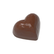 Chocolate World 21-cavity 13g faceted heart chocolate mould - 36 x 29.5mm