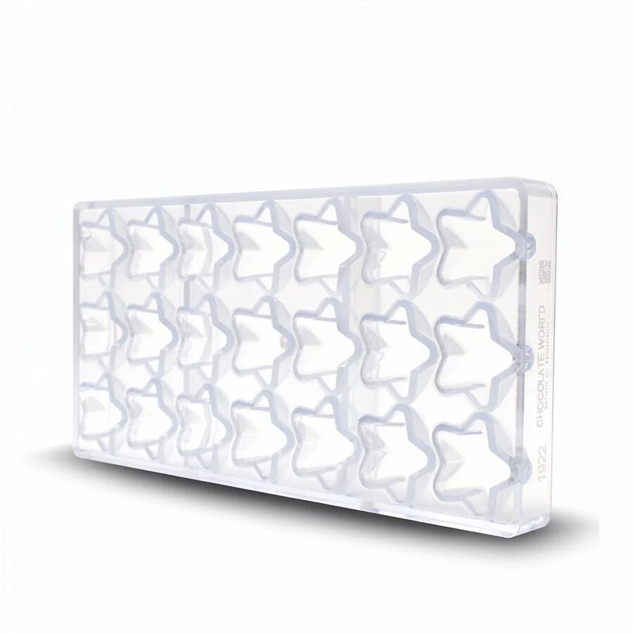 Chocolate World 21-cavity 12g faceted star chocolate mould - 35.5 x 35.5mm