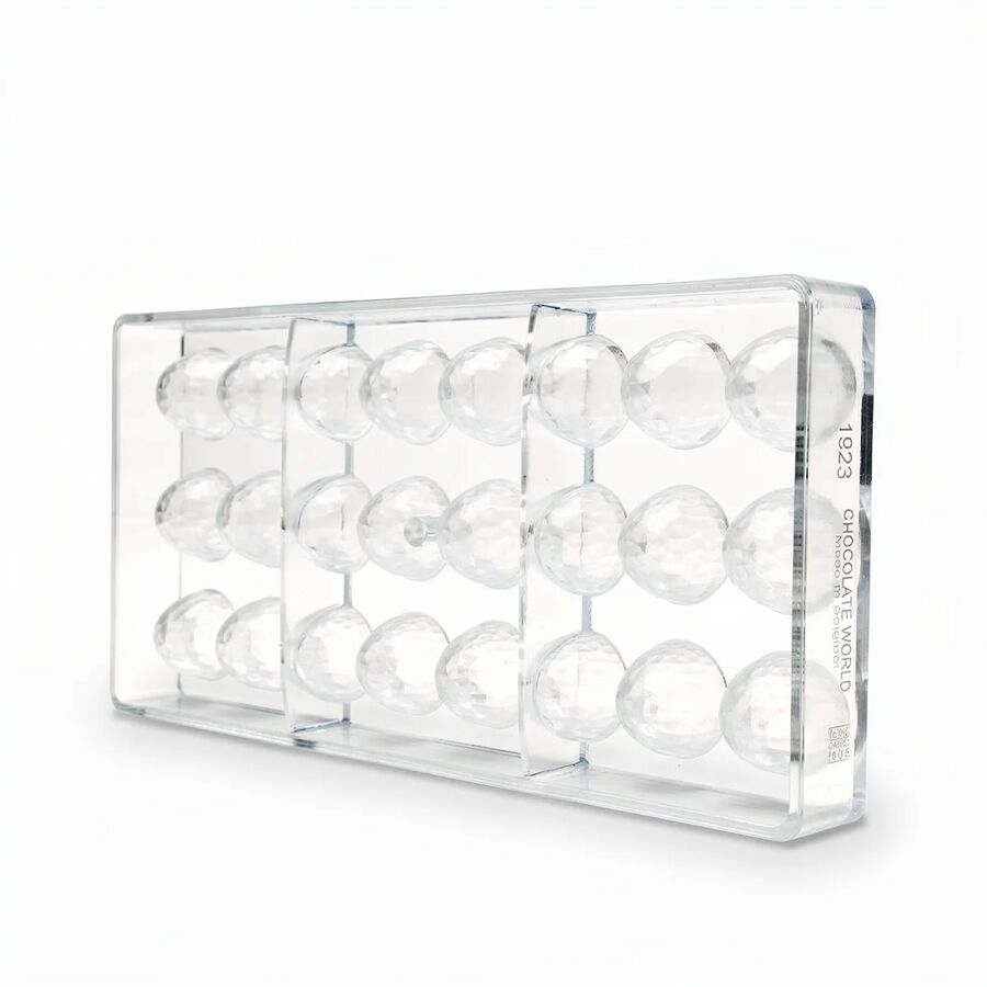 Chocolate World 24-cavity 9.5g faceted bullet chocolate mould - 26.5 x 26.5mm